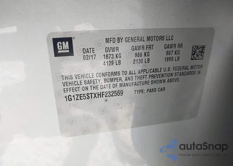 2017 Chevrolet Malibu 1Lt from USA, damaged, VIN 1G1ZE5STXHF232569